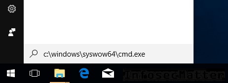 Bypass restrictions via cortana search by providing full path to cmd.exe