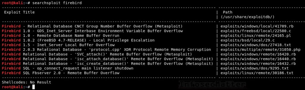 FireBird database exploits in Kali