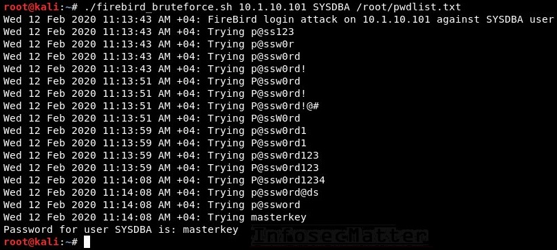 Running FireBird login attack script