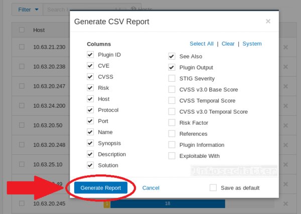 Generate Nessus scan report in CSV format