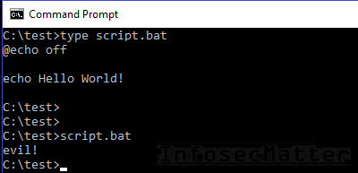 Escape sequence injection in batch script on Windows