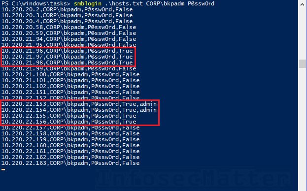 Performing SMB password spraying attack on Windows systems using smblogin.ps1