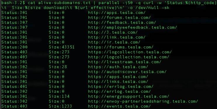 Curl with parallel bug bounty tip to validate hostnames and subdomains