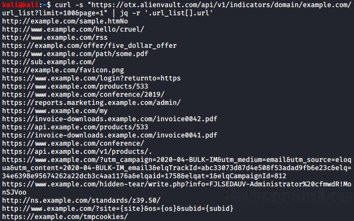 Using AlienVault OTX API to get list of associated URLs