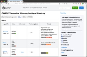 OWASP VWAD - registry of vulnerable web applications and virtual machines 