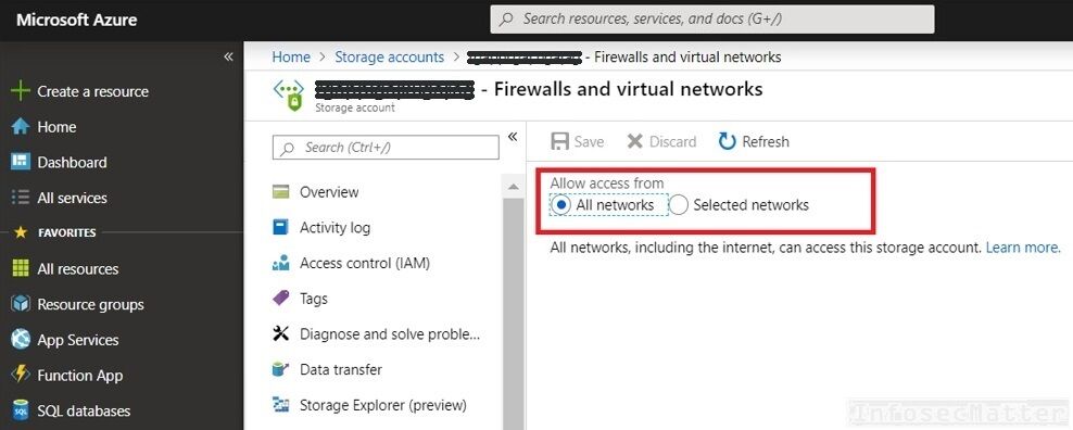 Azure storage accounts accessible from Internet