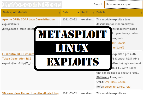 List of Metasploit Linux Exploits (Detailed Spreadsheet) logo
