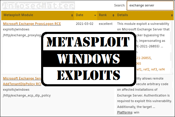 List of Metasploit Windows Exploits (Detailed Spreadsheet) logo